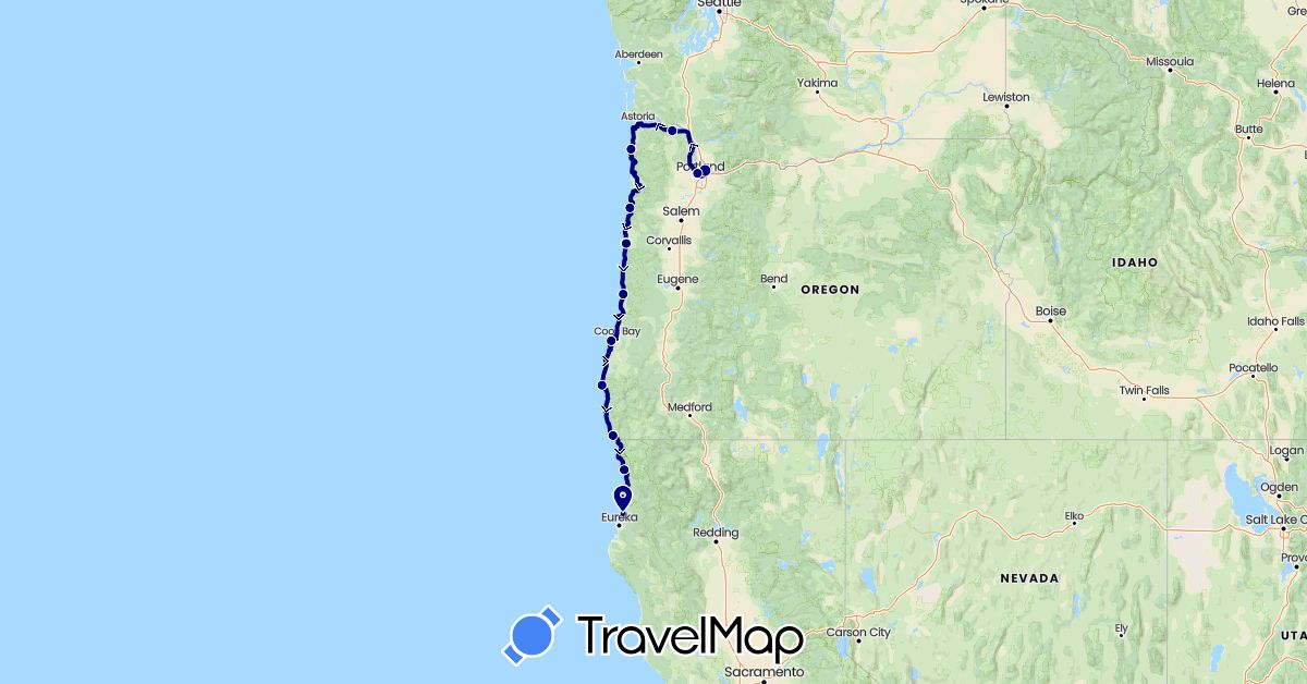 TravelMap itinerary: driving in United States (North America)