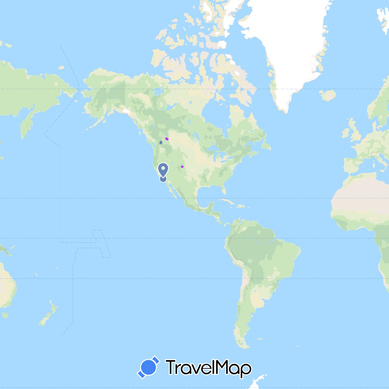 TravelMap itinerary: cycling, hiking, skiing, zwift cycling in Canada, United Kingdom, Solomon Islands, United States (Europe, North America, Oceania)