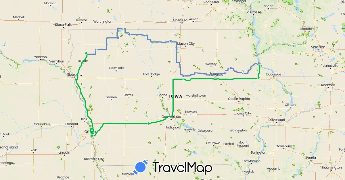 TravelMap itinerary: driving, bus, cycling in United States (North America)
