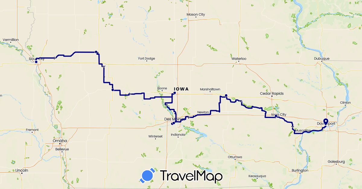 TravelMap itinerary: driving in United States (North America)