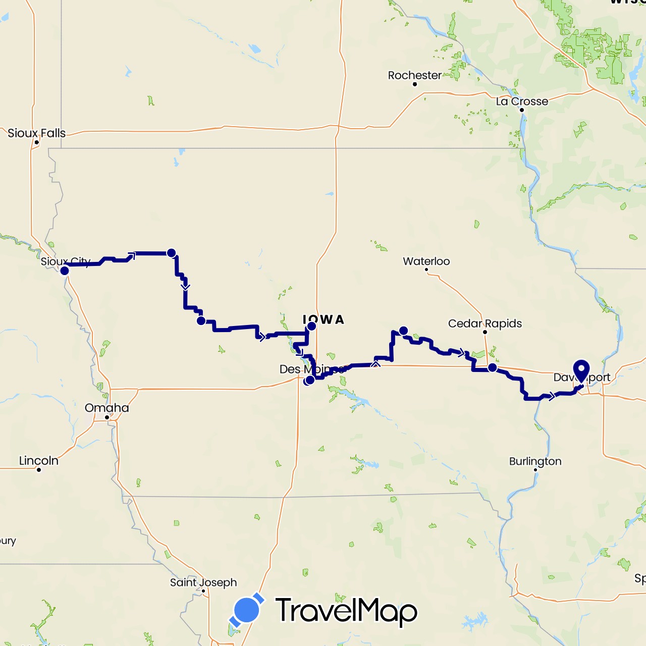 TravelMap itinerary: driving in United States (North America)
