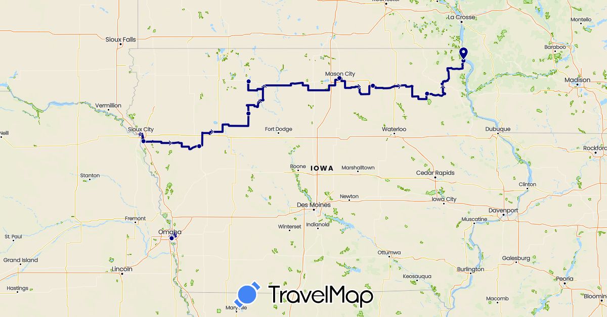 TravelMap itinerary: driving in United States (North America)