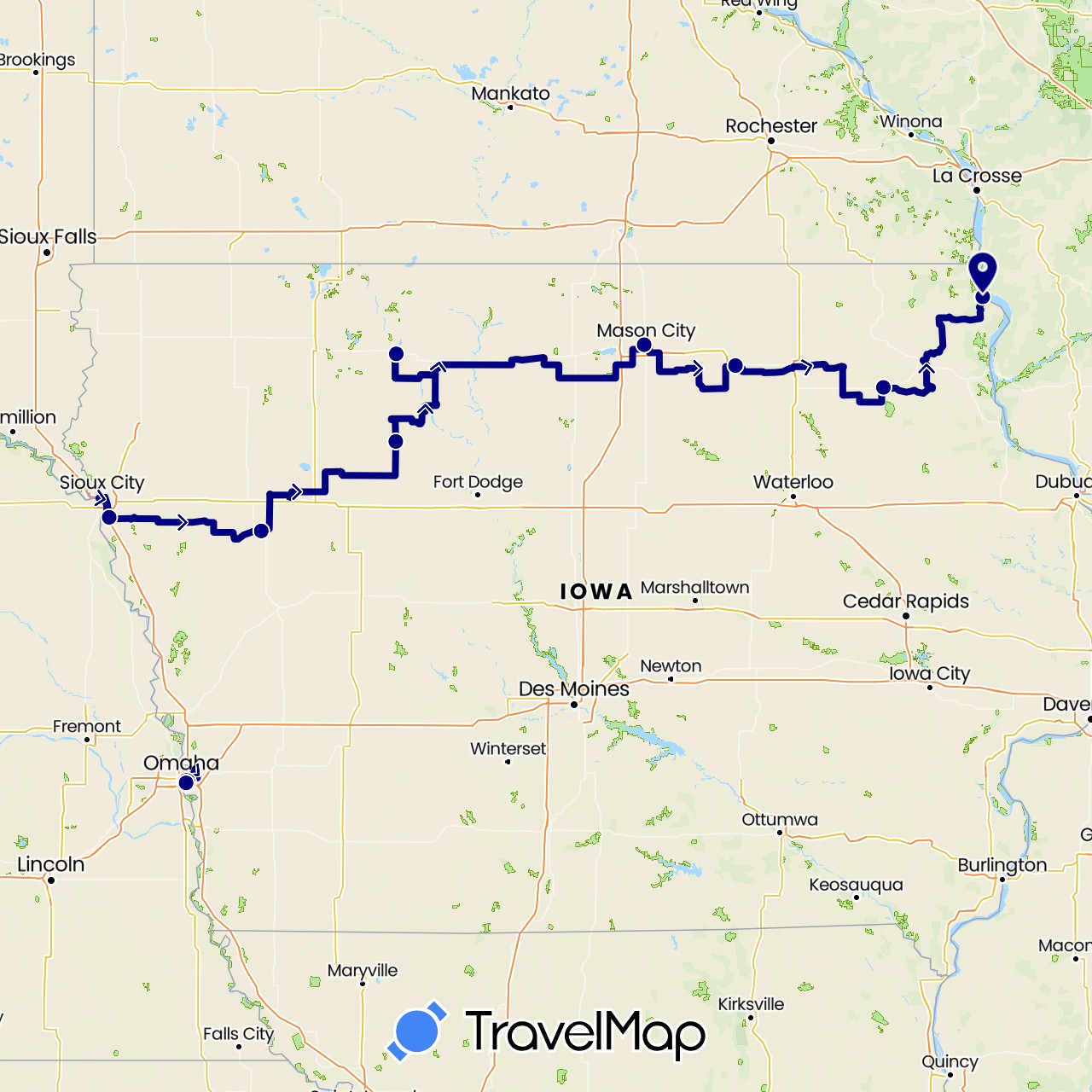 TravelMap itinerary: driving in United States (North America)