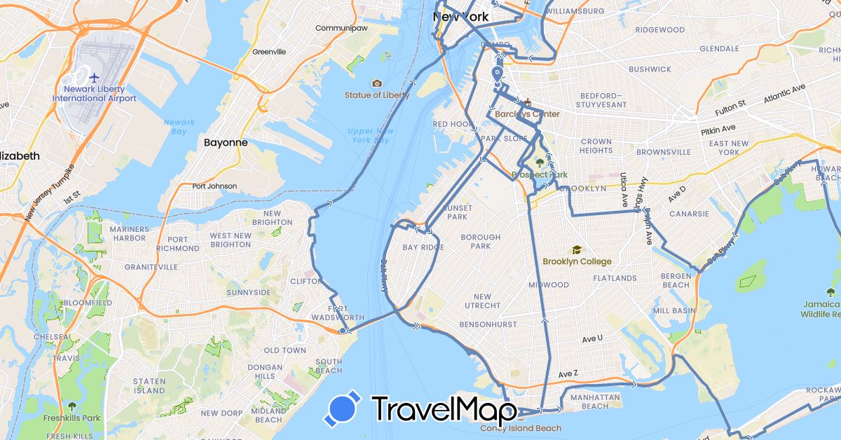 TravelMap itinerary: cycling in United States (North America)